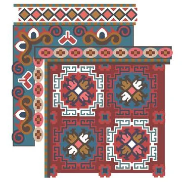 Rugs inspired patterns with unique and contrasting designs Stock Illustration