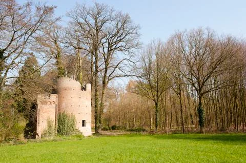 Ruin of ancient tower in forest Stock Photos