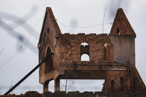 Ruin Brick Building Shell Without roof Stock Photos