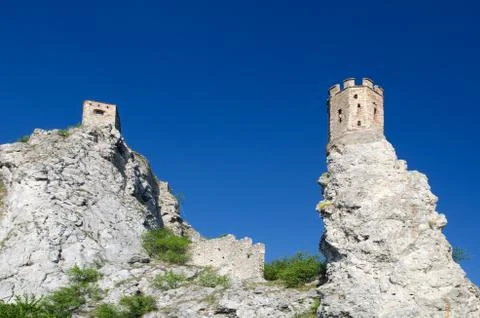 Ruin of gothic Devin castle Stock Photos