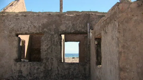 Ruin - sea through window Video stock 92220
