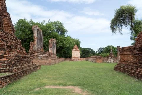 Ruin in the temple complex What Maha That in Ayutthaya Stock Photos