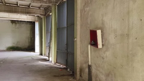 Ruined abandoned workshop building Stock Footage 273358688