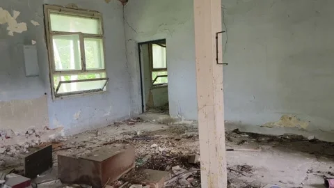 Ruined abandoned workshop building Stock Footage 273358888