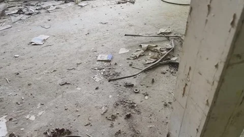 Ruined abandoned workshop building Stock Footage 273358966