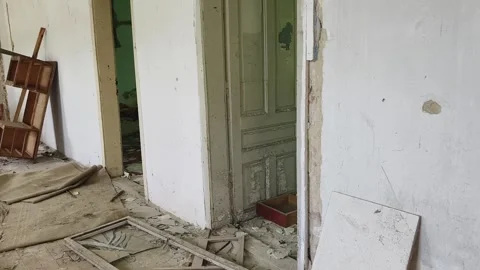 Ruined abandoned workshop building Stock Footage 273358970