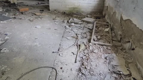 Ruined abandoned workshop building Stock Footage 273358981