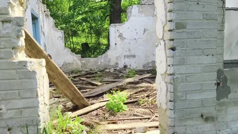 Ruined abandoned workshop building Stock Footage 273359152