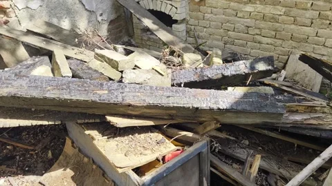 Ruined abandoned workshop building Stock Footage 273359179
