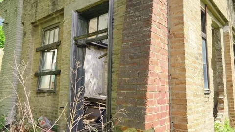 Ruined abandoned workshop building Stock Footage 273359457
