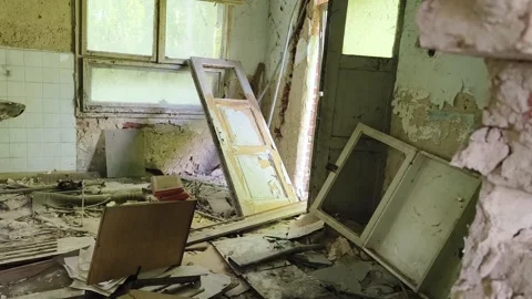 Ruined abandoned workshop building Stock Footage 273359544