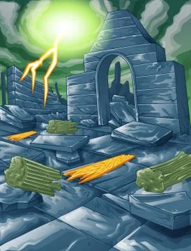 Ruined architecture. Stock Illustration