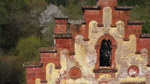 Ruined building in spring landscape Video stock 133550446