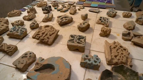 Ruined carved patterns Stock Footage 91304230