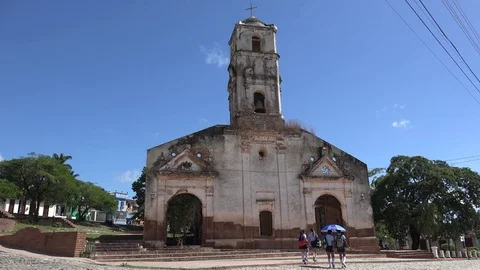 Ruined Church of Saint Anne (Iglesia de Santa Ana) in Trinidad. Stock Footage