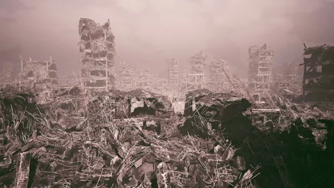 Ruined cityscape reveals devastation after natural disaster Stock Footage 329211563