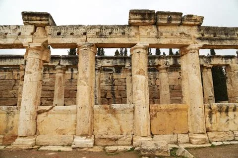 Ruined column of Hierapolis Stock Photos