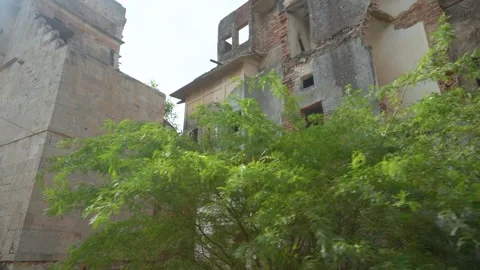 Ruined Complex with Stone Tower Stock Footage 322104251