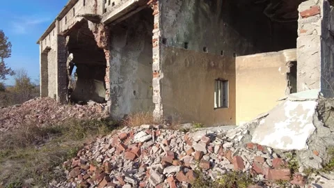 Ruined, dilapidated building. Stock Footage 291045077