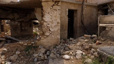 Ruined home after war Stock Footage 101392610