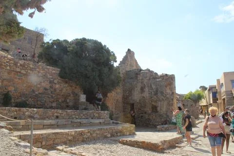 Ruined houses on Spinalonga, Crete Stock Photos