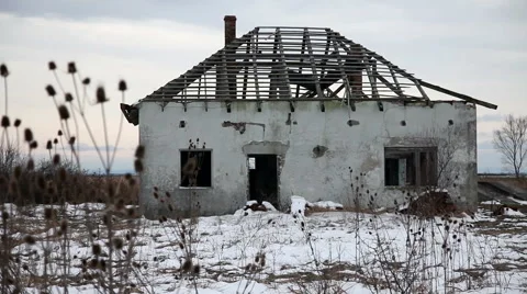 Ruined  old house Stock Footage 44269207
