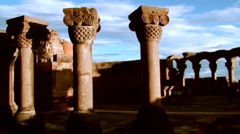 Ruined old temple Stock Footage 989646