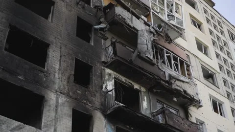 Ruined part of the building Stock Footage 183954396