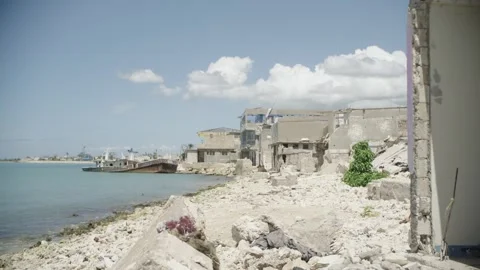 Ruined shoreline Stock Footage 340821777