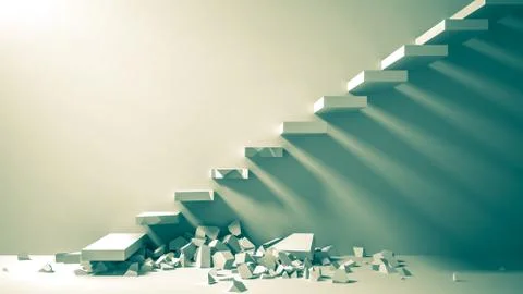 Ruined staircase as background 3d Stock Illustration