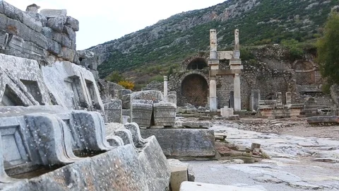 Ruined stone monument Stock Footage 77451728