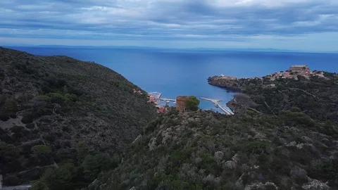 Ruined tower seaport two Video stock 128535897