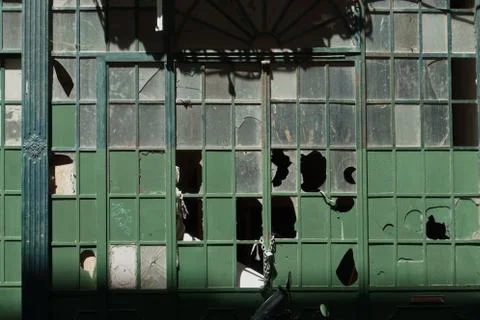 Ruined window. Stock Photos