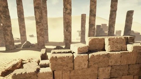 Ruines of Amun temple in Soleb Stock Illustration
