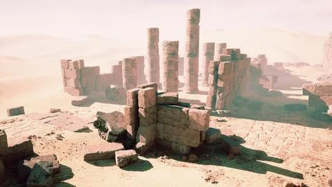 Ruines of Amun temple in Soleb Stock Illustration