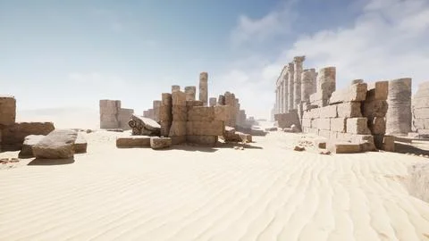 Ruines of Amun temple in Soleb Stock Illustration
