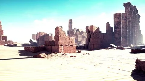 Ruines of Amun temple in Soleb Stock Illustration
