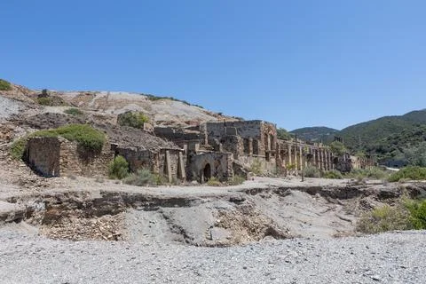 Ruins of Abandoned Ingurtosu Mining Complex Stock Photos