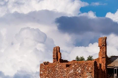 Ruins Against a Massive Cloudscape Stock Photos
