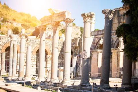 Ruins of the Agora in Ephesus Stock Photos