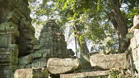 Ruins of ancient buddhist temples of the 12th century. cambodia, angkor Stock Footage 34820696