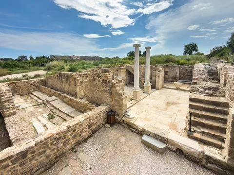 Ruins of the ancient Roman bath complex in Side Ancient City, Antalya, Turkey Stock Photos