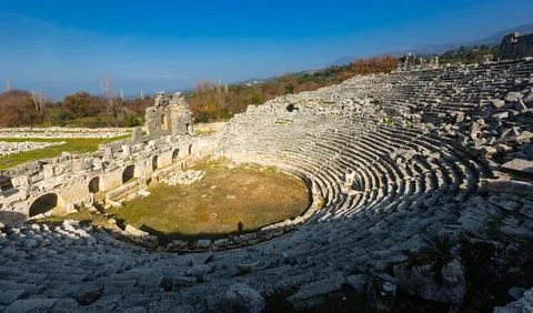 The ruins of an ancient Roman theater in Tlos, Turkey. Stock Photos