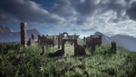 Ruins of ancient stone walls Ilustración de archivo