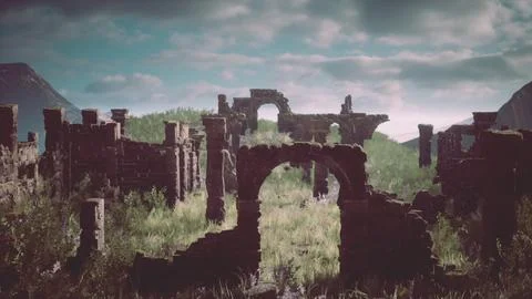 Ruins of ancient stone walls Ilustración de archivo