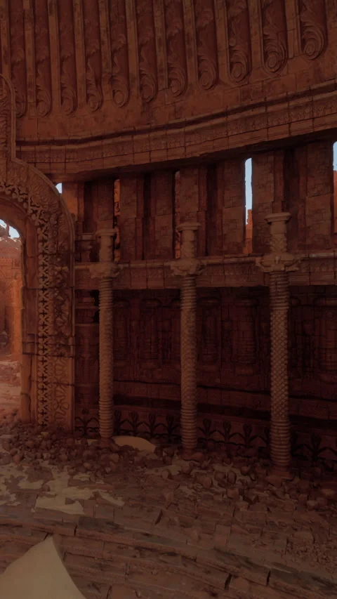Ruins of ancient structure show wear from time and nature in clear light 動画素材 340873541