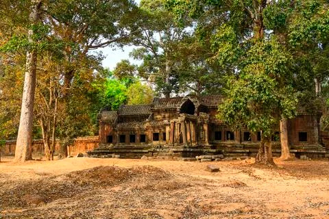 The ruins of the ancient temple complex of Angkor Wat Stock Photos