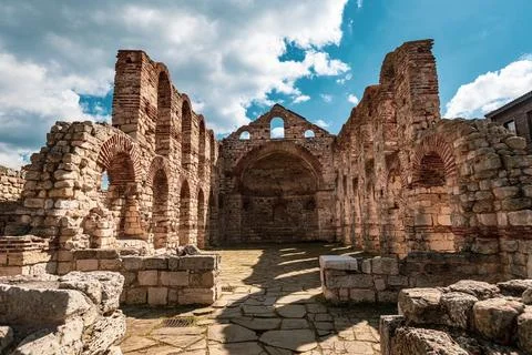 Ruins of an Ancient Temple Complex in Nessebar, Bulgaria Stock Photos