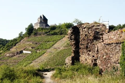 Ruins and chapel 스톡 사진