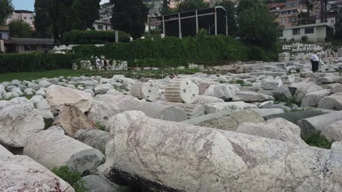 Ruins and historical place in agora of Smyrna ancient city in Izmir, Turkey. Stock Footage 219782453